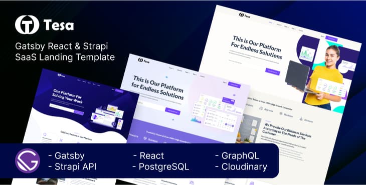 Tesa – Gatsby React SaaS Startup Template preview
