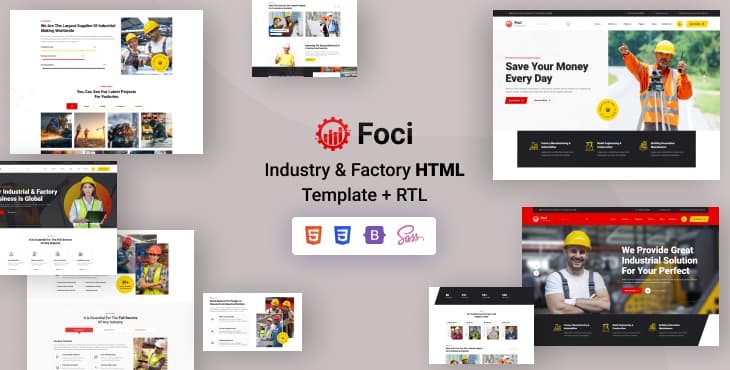Foci - Industry & Factory HTML Template + RTL preview