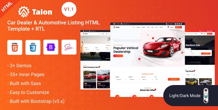 Talon – Car Dealer & Automotive Listing HTML Template preview