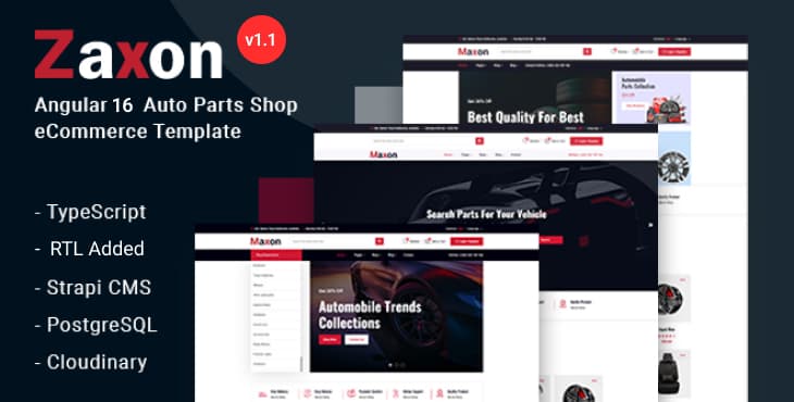 Zaxon - Auto Parts eCommerce Angular 16 Template preview