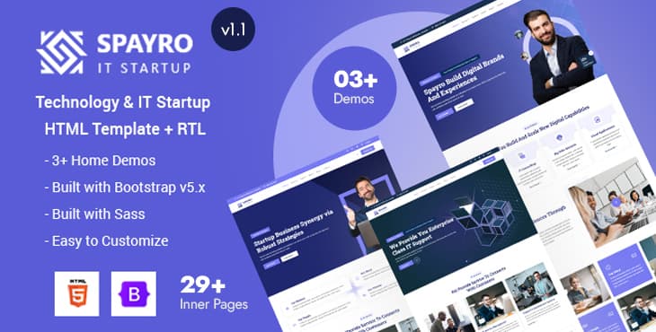 Spayro – Technology & IT Startups HTML Template