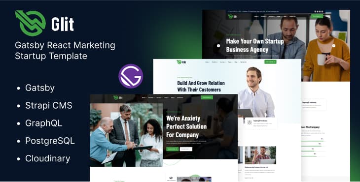 Glit – Gatsby React Marketing Startup Template preview