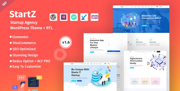 StartZ – IT and Business Startup WordPress Theme preview