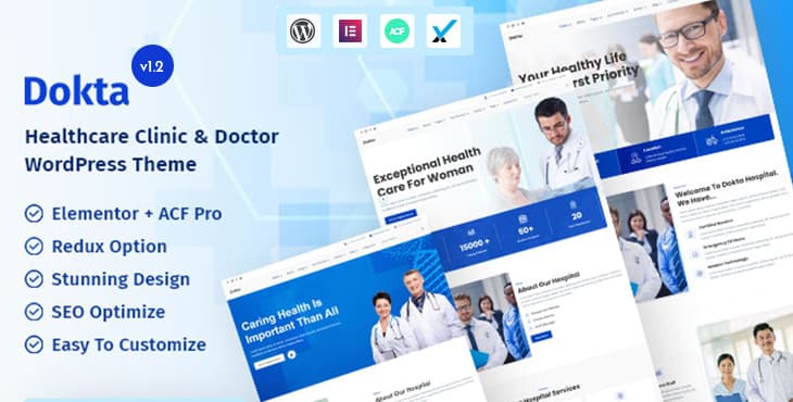 Dokta – Healthcare Clinic and Doctor WordPress Theme preview