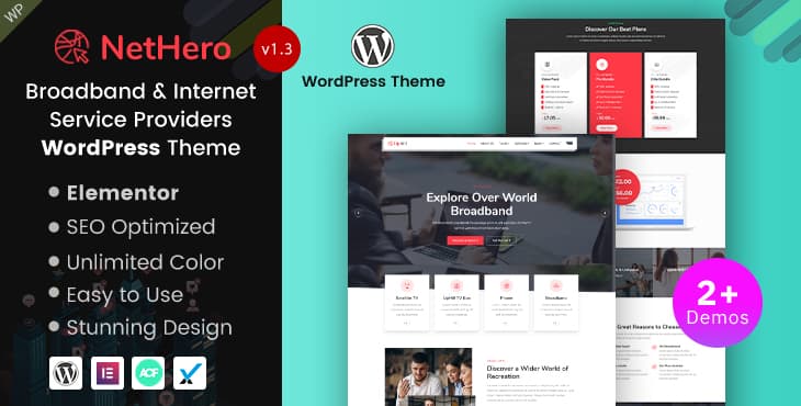 NetHero – Broadband and Internet Service Providers WordPress Theme preview