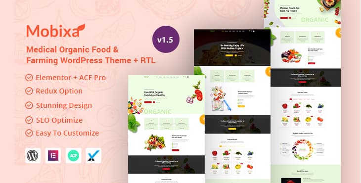 Mobixa – Medical Organic Food and Farming WordPress Theme preview