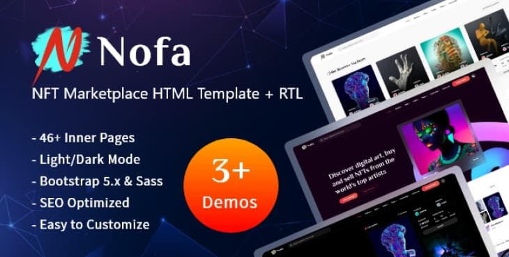 Nofa – NFT Marketplace HTML Template + RTL