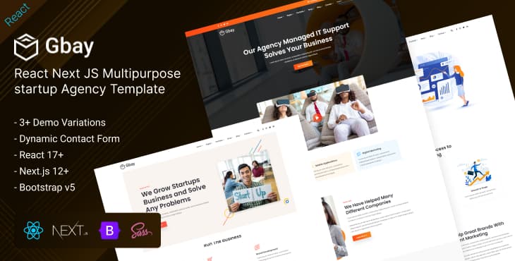 Gbay – Multipurpose Startup Agency React Template preview