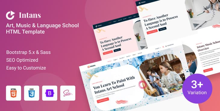 Intans – Art, Music & Language School HTML Template preview